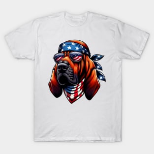 Bloodhound American USA Flag Sunglasses 4th of July Costume T-Shirt